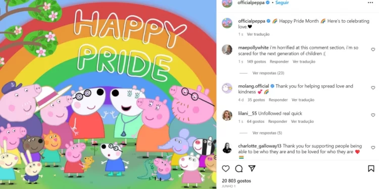 Desenho Peppa Pig celebra Mês do Orgulho LGBT e é criticado