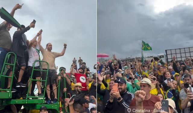 Nikolas é recebido por centenas de pessoas em Cristalina